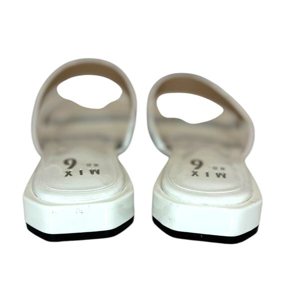 Mix No. 6 Merri White Straps Square Toe Block Heel Slip-on Sandals Womens 10 M - Picture 4 of 6